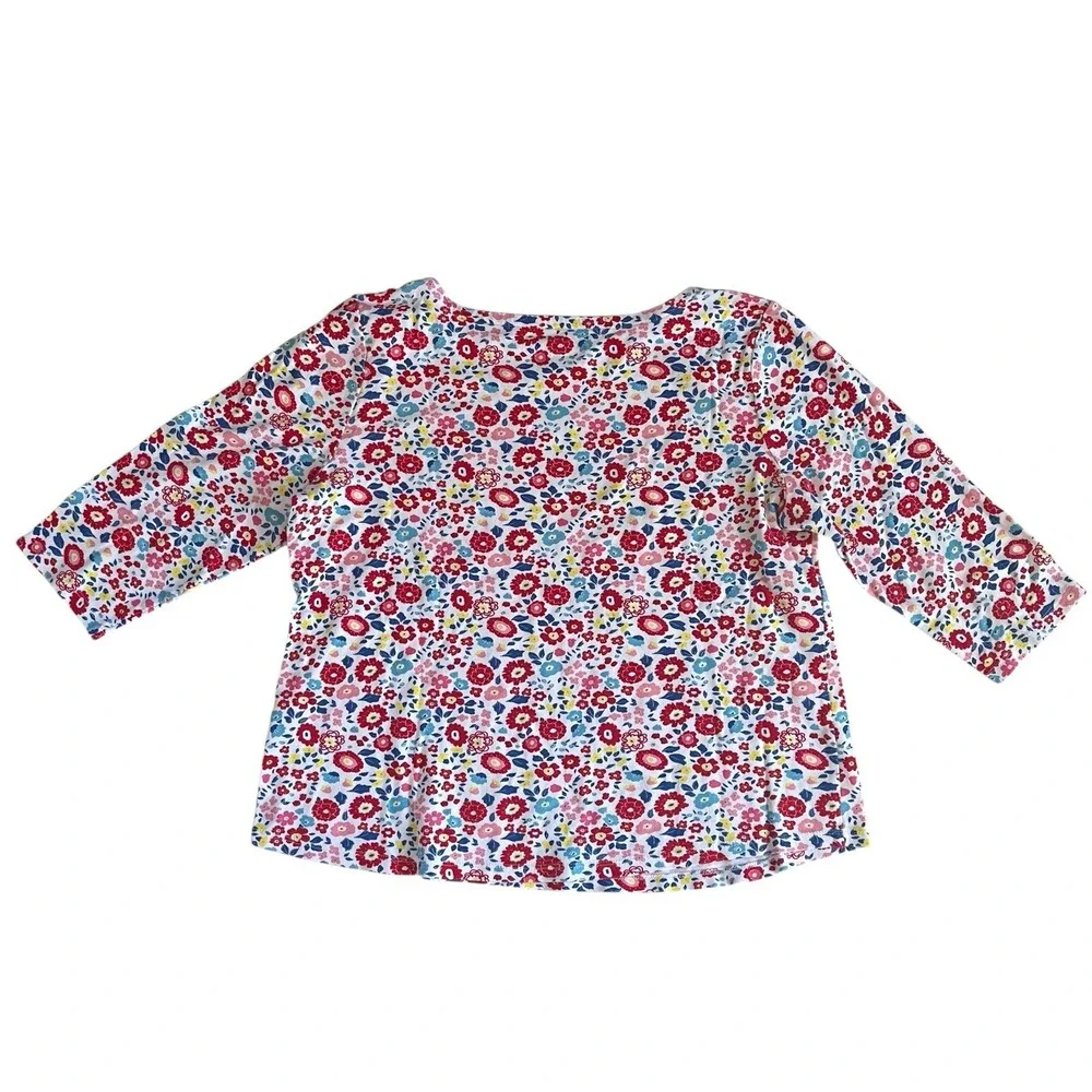 Charter Club Women's Size XL Ditsy Floral 3/4 Sleeve 100% Supima Cotton Boatneck